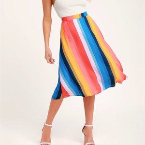 End of the Rainbow Multi Striped Midi Skirt
